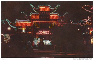 Night view of the entrance of the New Chinatown,  Los Angeles,  California,  ...