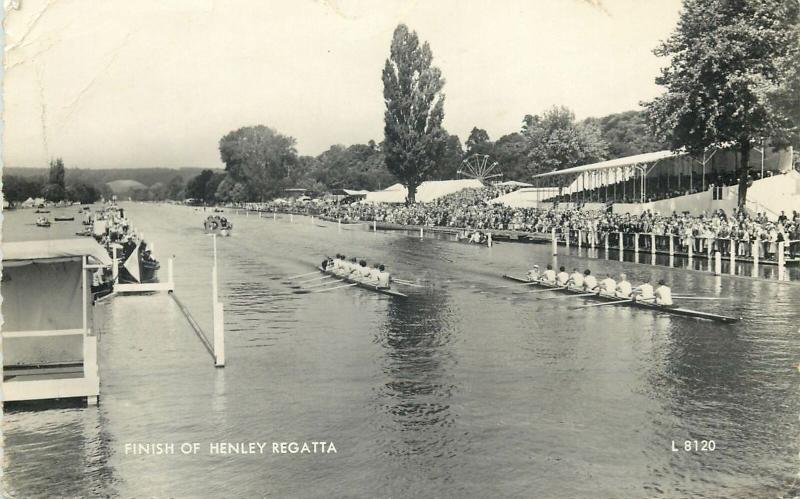 England finish of Henley Royal Regatta River Thames rowing event postcard
