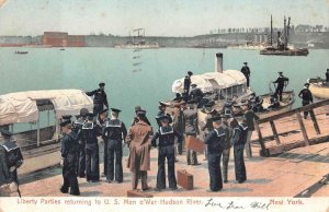 LIBERTY PARTIES U.S. MEN O' WAR SHIP HUDSON RIVER NEW YORK MILITARY POSTCARD '07