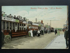 Wales Gower MUMBLES TRAIN at SLIP 'Off to Mumbles' c1907 Postcard by Valentine