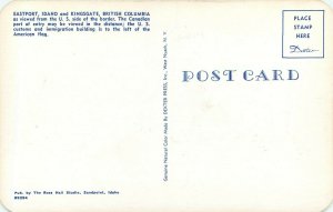 Ross Hall Postcard; US Canada International Border, Eastport ID & Kingsgate BC