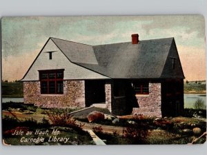 c1907 Carnegie Library Isle Au Haut Maine ME Postcard