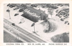 Laurel Maryland Colonial China Co., Aerial, B/W Photo Vintage Postcard U5003