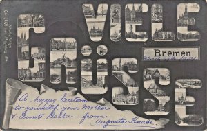 VIELE GRUSSE BREMEN GERMANY~MULITI  PHOTO 1904 POSTCARD