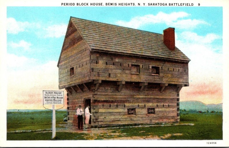 New York Bemis Heights Period Block House Saratoga Battlefield Curteich