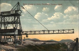 PANAMA CANAL Berm Cranes at Work c1910 Postcard