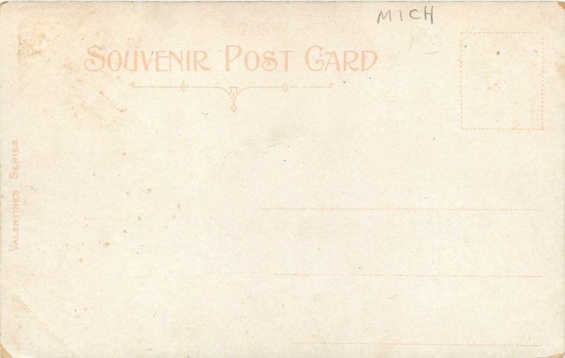 Lachine Michigan~Big Excursion Boats Along the Canal c1907 Postcard