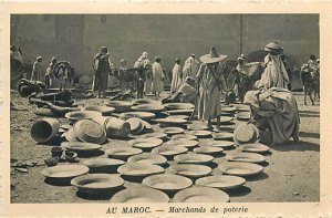 Morocco, Marchands de Poterie, Pottery Marketplace, Vendors, Levy & Neurdein