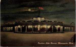 Postcard Night View of Pavilion at Lake Harriet in Minneapolis, Minnesota