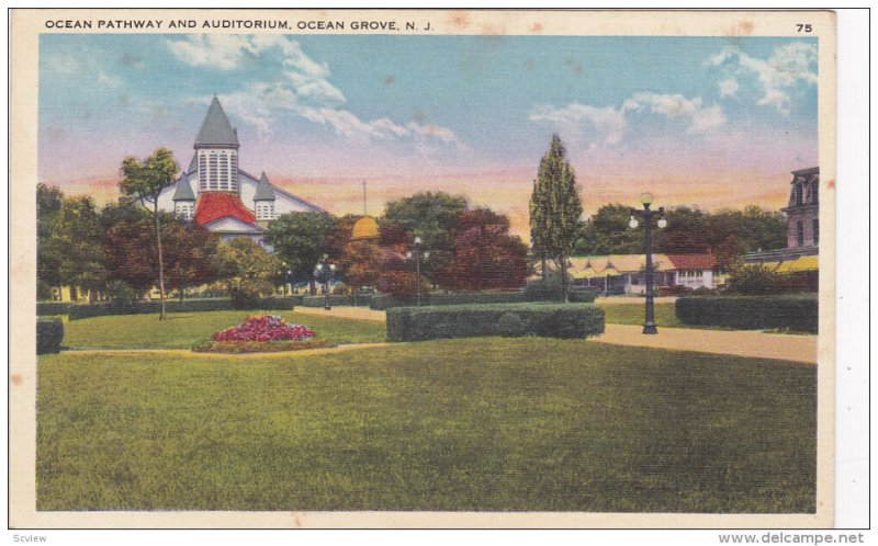 OCEAN GROVE, New Jersey, 1900-1910's; Ocean Pathway And Auditorium