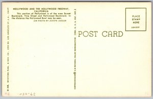 Vtg California CA Hollywood Freeway Sunset Boulevard Vine Street 1960s Postcard