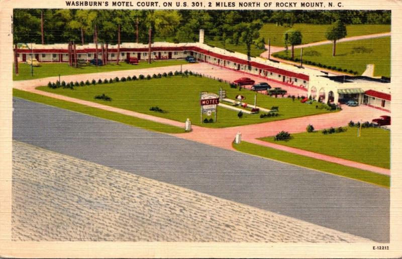 North Carolina Rocky Mount Washburn's Motel Court 1956