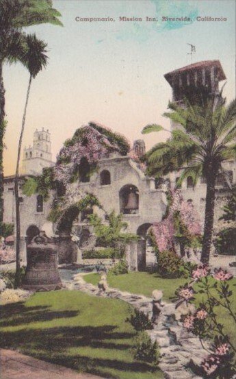 California Riverside The Campanario Mission Inn Handcolored Albertype