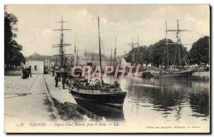 Old Postcard Vannes Departure a Boat For Golf