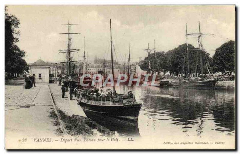 Old Postcard Vannes Departure a Boat For Golf