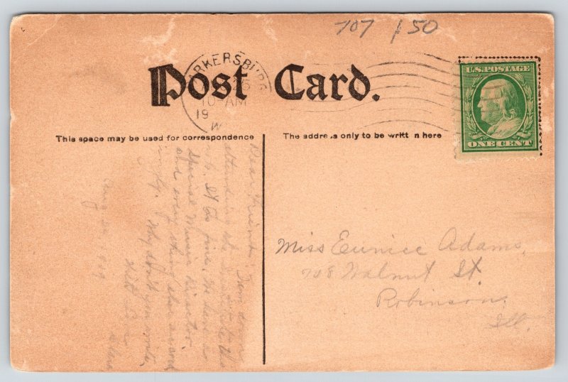 Parkersburg West Virginia~B&W~View From Fort Boreman To Ohio~c1909 Postcard