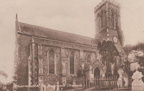 Charmouth St Andrews Church Antique Postcard