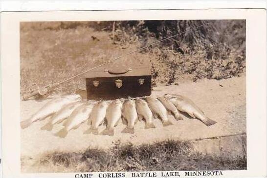 Minnesota Battle Lake Camp Corliss Catch Of Bass Real Photo RPPC