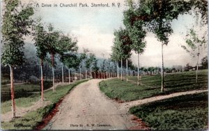 Postcard NY Stamford - A Drive in Churchill Park - Rotograph