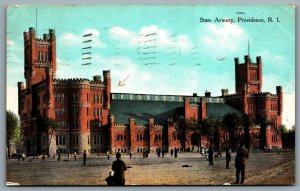 Postcard Providence Rhode Island c1909 State Armory to Strathroy Ontario