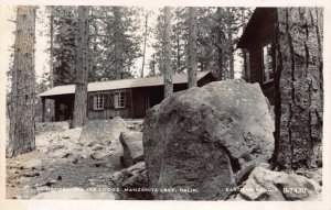 Real Photo Postcard Manzanita Lake Lodge in Manzanita Lake, California~116512