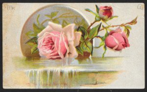 VICTORIAN TRADE CARD Summit Foundry & Grate Stove Company Pink Roses