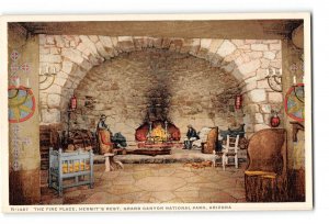 Grand Canyon Arizona AZ Postcard 1915-1930 Hermit Rest The Fire Place