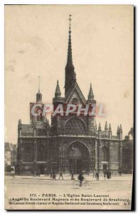 Postcard Old Church Paris Saint Laurent Angle Boulevard Magenta and Boulevard...