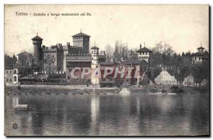 Old Postcard Torino Castello e Borgo Medievale sul Po