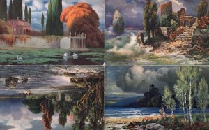 German Marke Egemes Art Castle Bratislava 6x Painting Postcard s