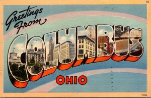 Ohio Greetings From Columbus Large Letter Linen 1943