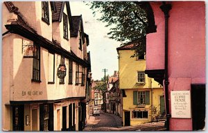 VINTAGE POSTCARD COBBLED STREET SCENE OF ELM HILL NORWICH ENGLAND 1950s