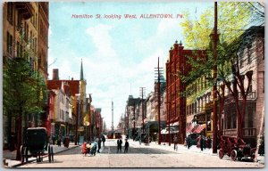 Allentown Pennsylvania HAMILTON STREET Looking West Restaurants Antique Postcard
