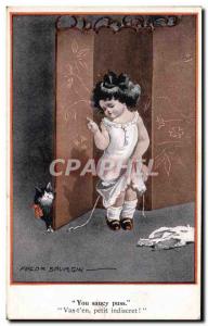 Old Postcard Fantasy Illustrator Child Fred Spurgin You saucy cat puss