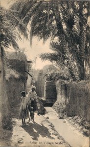 Algeria Scene de Village Arabe Donkey Ethnic Vintage Postcard 07.17