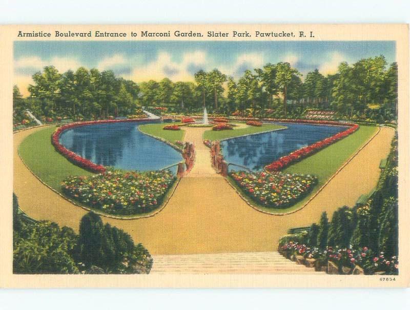 Unused Linen PARK SCENE Pawtucket Rhode Island RI c7832