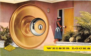 J67/ Interesting Postcard? Chrome Advertising Weiser Door Locks 373