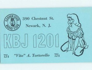 Pre-1980 RADIO CARD - CB HAM OR QSL Newark New Jersey NJ AH0785