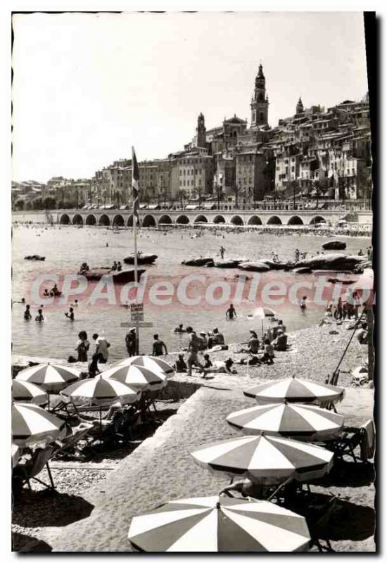 Old Postcard Menton The Beach And The Old City