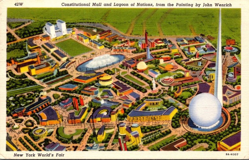 Expos New York World's Fair 1939 Constitutional Mall & Lagoon Of Nations...