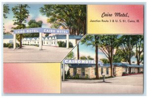 c1940's Cairo Motel & Restaurant Cottages Multiview Cairo Illinois IL Postcard