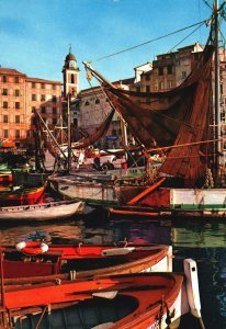 Vintage Postcard Luci E Colori Fishing Boats Wharf Tourist Resort Camogli Italy