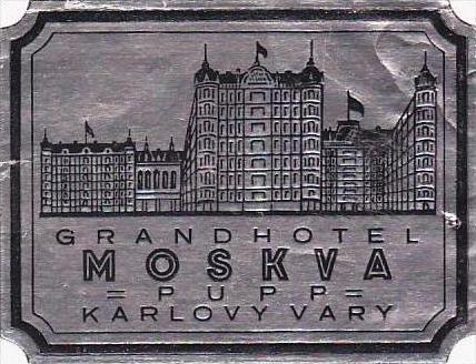 RUSSIA MOSCOW GRAND HOTEL KARLOVY VARY VINTAGE LUGGAGE LABEL