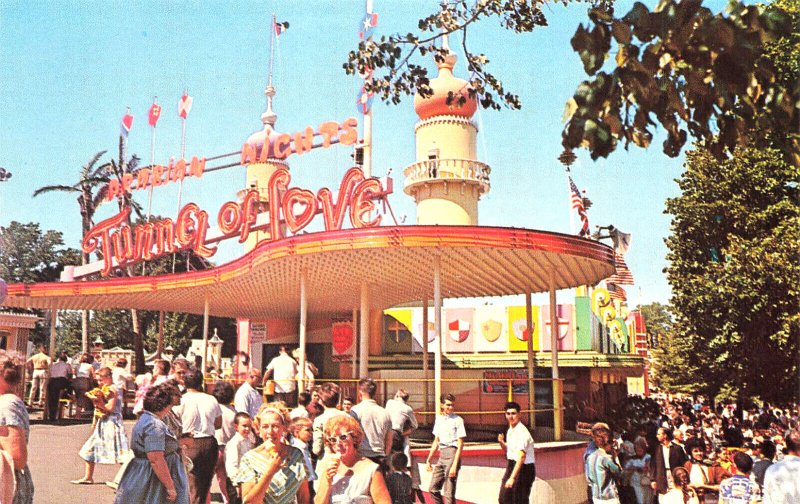 Palisades Park NJ Amusement Park Arabian Nights & Tunnel of Love Postcard