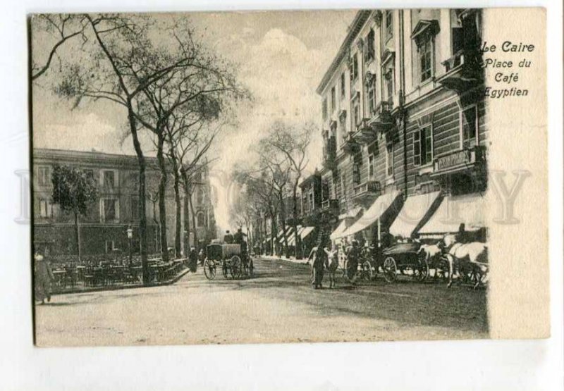 401557 EGYPT CAIRO place du Cafe 1907 year RPPC sea ship post