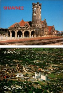 2~4X6 Postcards Shawnee, OK Oklahoma OLD RAILROAD DEPOT~Train Station & AERIAL