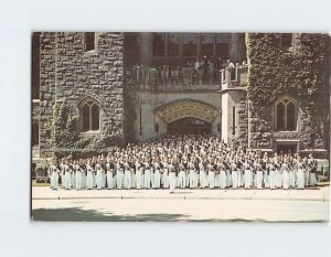 Postcard Cadets In Front Of Washington Hall, at West Point, New York