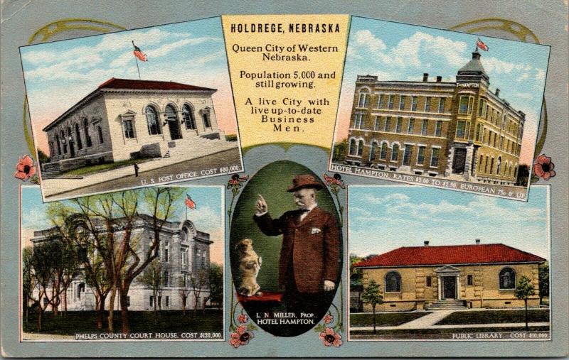 Holdrege Nebraska~Post Office~Hotel~Court House~Library~1917