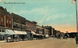 Postcard Main Street Scene Ravenna Ohio Portage County