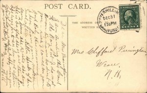 New Year Children Ice Skating & Sled Ethel DeWees c1910 Nister Postcard